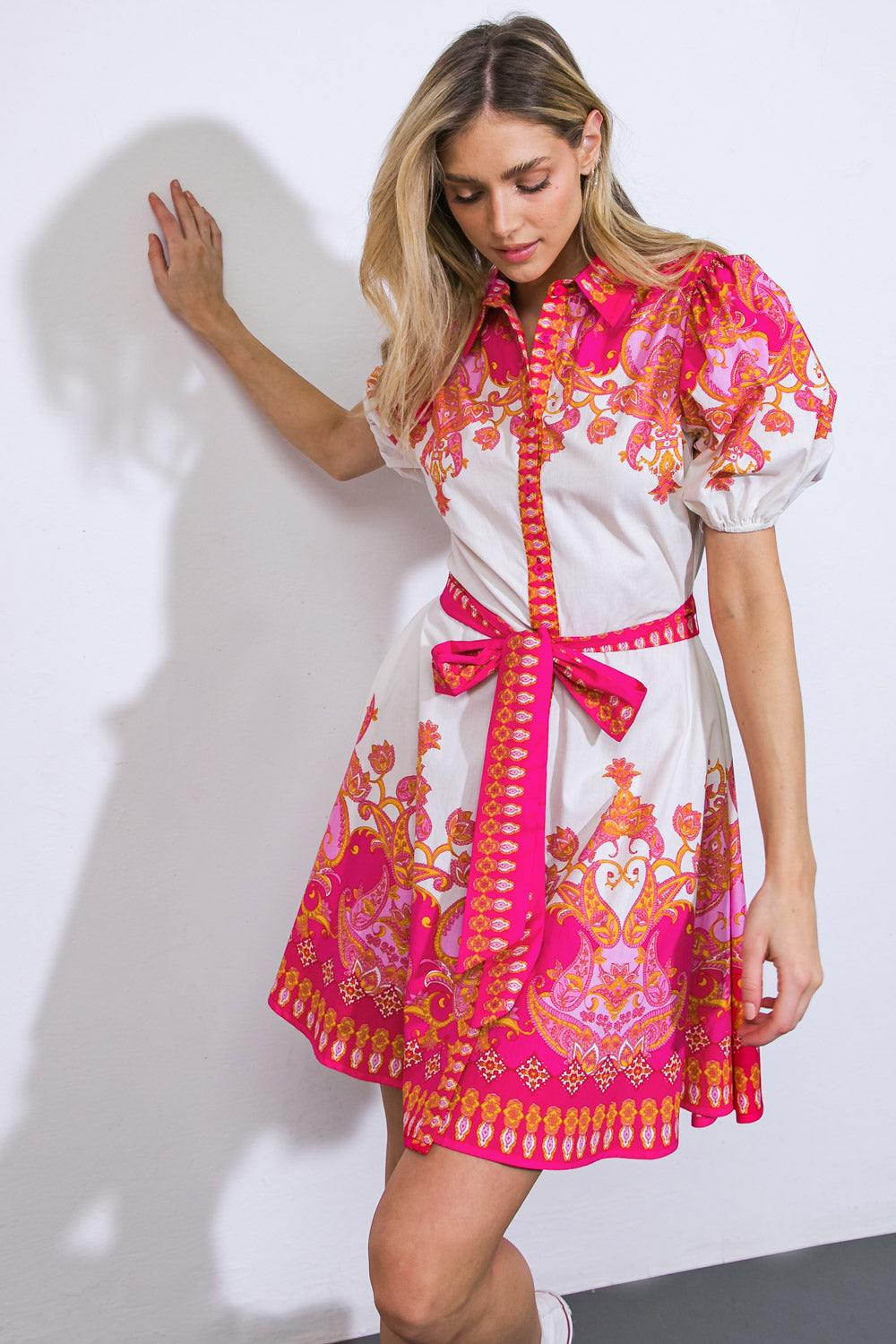 ATTENTION SEEKER WOVEN MINI DRESS Flying Tomato